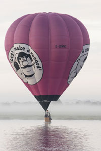 Hot air ballooon touches the Shannon River