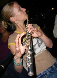 Fiona plays flute at the Shack pub in Athlone