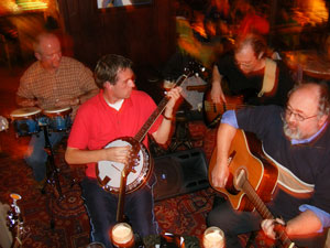 Shack Session in Athlone picturing bongs, banjo, guitar and bass