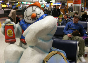 Dublin Airport winter statues