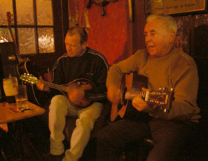 The lads play some tunes in Flannery's pub, athlone