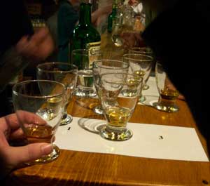 tasting glasses at locke's distillery in kilbeggan