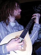 the Bean plays his new Irish bouzouki at the Shack session in Athlone