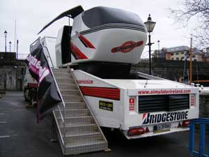 roller coaster simulator parked on the back of a lorry in Athlone