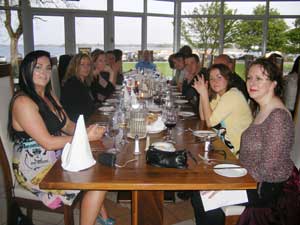 coworkers at the hodson bay gazebo enjoying their meal