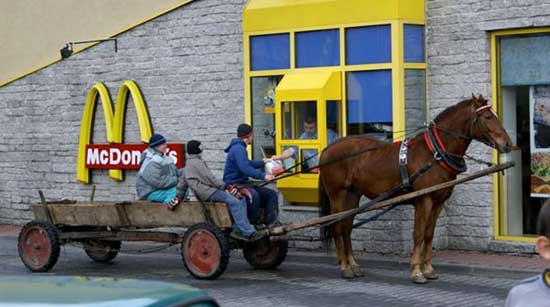 jaunting cart at an Irish mcDonalds