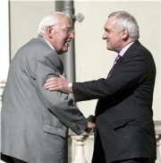 Ian Paisley shakes hands with Ireland Taoiseach Bertie Ahern