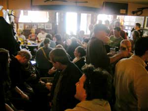 The crowd and session players in Sean's Bar at the Sunday session in Athlone