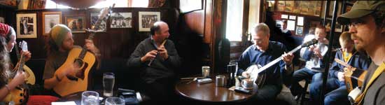 Traditional Irish music session in Sean's Bar, Athlone