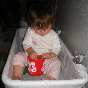 infant cot on the airplane