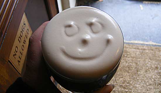 face in a pint from Sean's Bar in Athlone