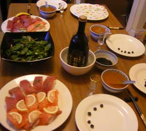the table settings for irish sushi