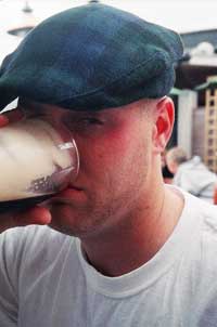 irish american enjoying a pint