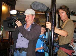 Australian The Great Outdoors camera crew in Sean's Bar, Athlone, Ireland