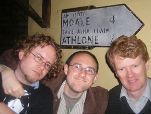 guy noir, the editor and sean lightholder in Sean's Bar, Athlone