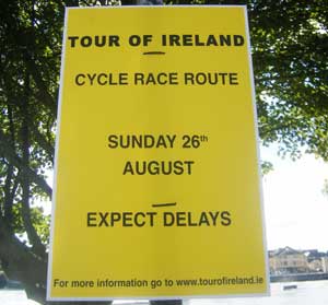 tour of ireland bicycle race sign in athlone's burgess park
