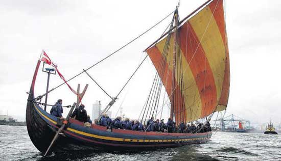 viking boat sails into dublin harbour